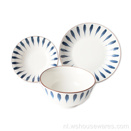 Nieuwe stijl pad afdrukken blauwe diner sets